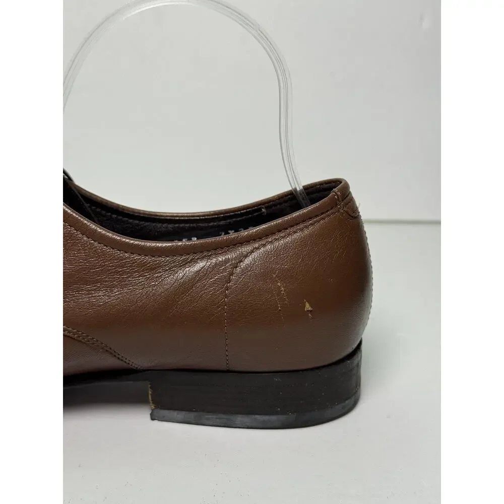 Salvatore Ferragamo Dress Derby Shoes Mens 7.5 EE Brown Leather Made In Italy